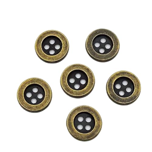 Carytalee Metallknöpfe mit 4 Löchern, Antik-Bronze, rund, Vintage-Nähknöpfe, 10 mm, 50 Stück von Carytalee