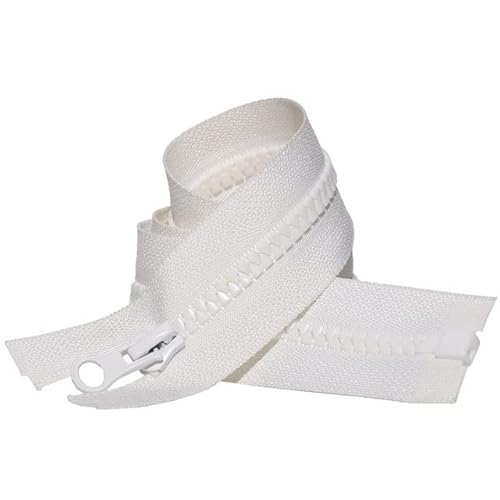 2 Stück #8 105 cm trennbare Reißverschlüsse (Reißverschluss mit offener Endung) zum Nähen von Mänteln und Jacken, Weiß Kunstharz-Reißverschlüsse in Großpackung von CasCab
