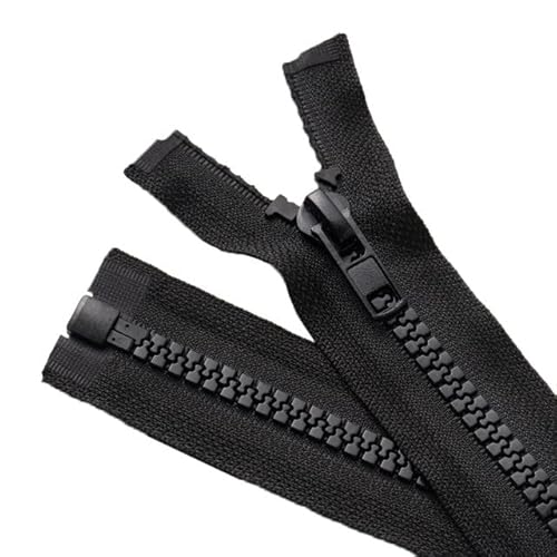 2 Stück #8 135 cm trennbare Reißverschlüsse (Reißverschluss mit offener Endung) zum Nähen von Mänteln und Jacken, Schwarz Kunstharz-Reißverschlüsse in Großpackung von CasCab