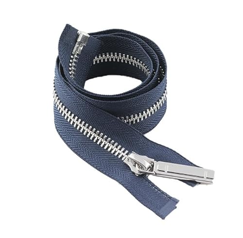 CasCab 1 Stück #8 75cm Trennreißverschlüsse (Open-End-Reißverschluss) für Jacken, Nähen von Mänteln, Handwerk, silberne Metallzähne (Blau Gürtel-75cm, 1 Stück) von CasCab