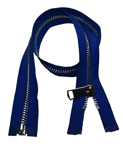 CasCab 2 Stück #5 65cm Trennreißverschlüsse (Offener Reißverschluss) für Jacken, Nähen von Mänteln, Handwerksarbeiten, Silberne Metallzähne (Blau Gürtel-65cm 2 Stück) von CASCAB