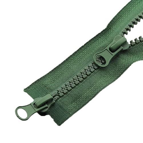 CasCab 2-teilig #5 100cm Zwei-Wege-Trennreißverschlüsse (offener Reißverschluss) für das Nähen von Mänteln Jacke Reißverschluss, grün geformte Harz-Reißverschlüsse Bulk von CASCAB