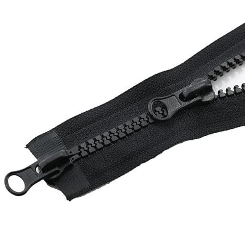 CasCab 2-teilig #5 110cm Zwei-Wege-Trennreißverschlüsse (offener Reißverschluss) für das Nähen von Mänteln Jacke Reißverschluss, Schwarz geformte Harz-Reißverschlüsse Bulk von CASCAB