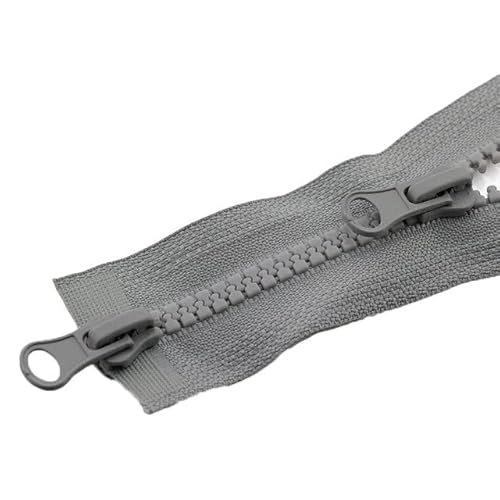 CasCab 2-teilig #5 125cm Zwei-Wege-Trennreißverschlüsse (offener Reißverschluss) für das Nähen von Mänteln Jacke Reißverschluss, grau geformte Harz-Reißverschlüsse Bulk von CasCab