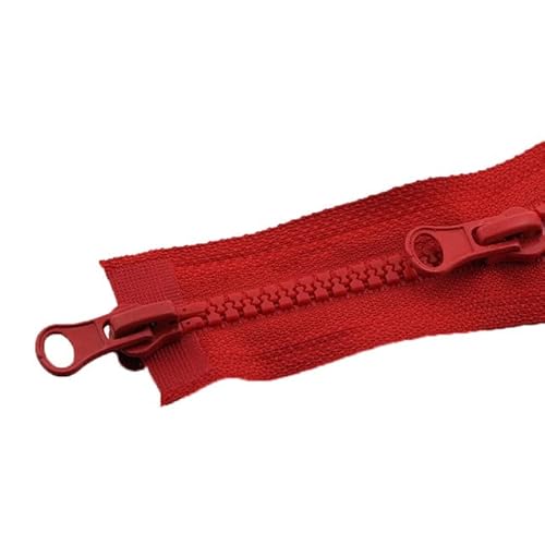 CasCab 2-teilig #5 65cm Zwei-Wege-Trennreißverschlüsse (offener Reißverschluss) für das Nähen von Mänteln Jacke Reißverschluss, rot geformte Harz-Reißverschlüsse Bulk von CasCab