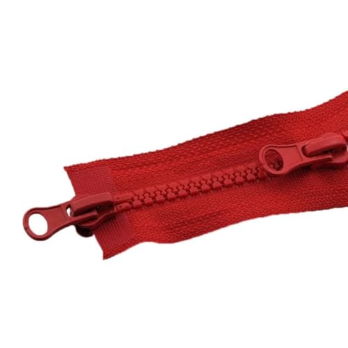 CasCab 2-teilig #5 70cm Zwei-Wege-Trennreißverschlüsse (offener Reißverschluss) für das Nähen von Mänteln Jacke Reißverschluss, rot geformte Harz-Reißverschlüsse Bulk von CasCab