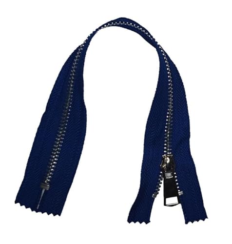 CasCab 5 Stück #5 15cm Endlosreißverschlüsse für Nähen Taschen Handwerk Jacken, Silberne Metallzähne (Blau Gürtel-15cm 5 Stück) von CASCAB