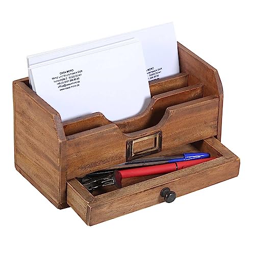 Casa Moro Schreibtisch Organizer Salerno Tischorganiser recyceltes Teak-Holz Ordnungssystem Briefablage mit Schublade Briefhalter NUA013 von Casa Moro