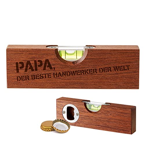 Casa Vivente Flaschenöffner im Wasserwaagen-Look mit Gravur für Papa, der Beste Handwerker der Welt, Witzige Gadgets, Geschenke für Männer zum Geburtstag, Lustiges Werkzeug mit Aufdruck von Casa Vivente