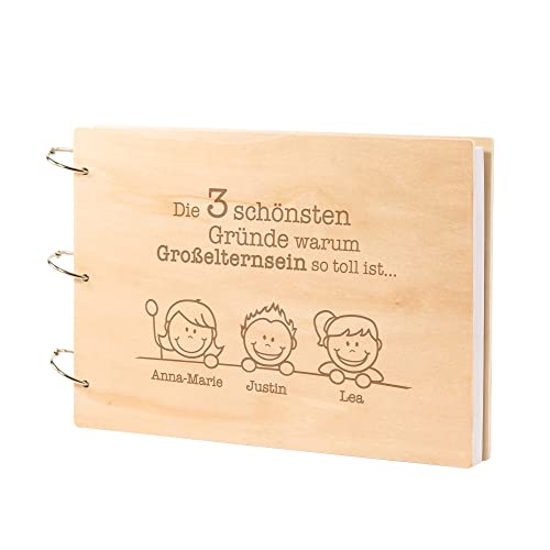 Casa Vivente Fotoalbum zum Selbergestalten aus Holz, Blanko Buch mit weißen Seiten, Holzcover und personalisierter Gravur, Inkl Geschenkbox von Casa Vivente