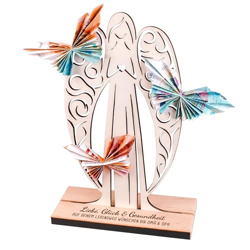 Casa Vivente Schutzengel aus Holz zur Taufe, personalisierte Geld Engel Figur als Geschenk zur Geburt, Deko Holzengel als Geldgeschenk, DIY Geldgeschenkverpackung zum Selbstgestalten Casa Vivente Schutzengel aus Holz zur Taufe, personalisierte Geld Engel Figur als Geschenk zur Geburt, Deko Holzengel als Geldgeschenk, DIY Geldgeschenkverpackung zum Selbstgestalten von Casa Vivente