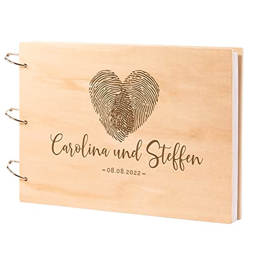 Hochzeit Gästebuch, Hochzeitsbuch mit Gravur, Personalisiertes Hochzeitsalbum mit Namen und Datum, Hochzeitsgeschenk für Brautpaar, Hochzeitsdeko, Ringbuch zum Selbstgestalten, Blanko Fotoalbum von Casa Vivente