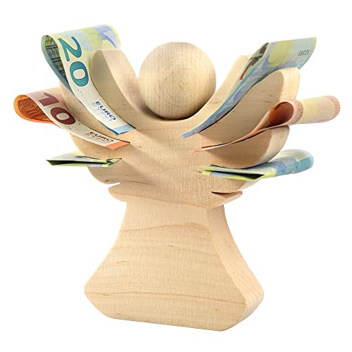 Holzengel Dekofigur, Geldgeschenk für Jungen und Mädchen, Schutzengel Figur aus Holz, Verpackung für Geldgeschenke, Engel Deko Geschenk, Kleiner Holzfiguren Glücksbringer, Glücksengel Holzdeko Holzengel Dekofigur, Geldgeschenk für Jungen und Mädchen, Schutzengel Figur aus Holz, Verpackung für Geldgeschenke, Engel Deko Geschenk, Kleiner Holzfiguren Glücksbringer, Glücksengel Holzdeko von Casa Vivente