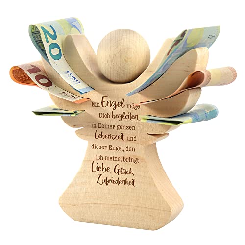 Holzengel mit Gravur, Taufgeschenk, Personalisierte Dekofigur mit Namen und Datum, Geldgeschenk für Jungen und Mädchen, Holz Engel Figur, Verpackung für Geldgeschenke zur Taufe, Holzfiguren Geschenk Holzengel mit Gravur, Taufgeschenk, Personalisierte Dekofigur mit Namen und Datum, Geldgeschenk für Jungen und Mädchen, Holz Engel Figur, Verpackung für Geldgeschenke zur Taufe, Holzfiguren Geschenk von Casa Vivente