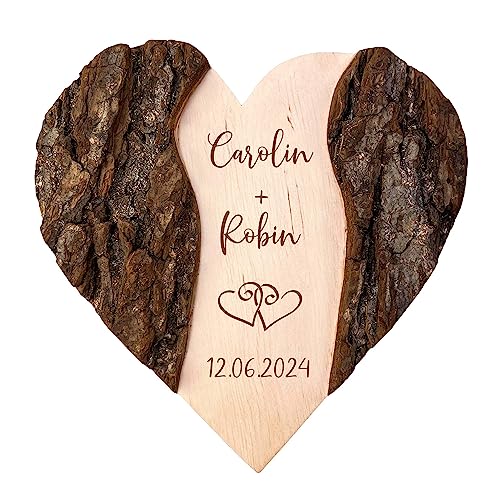 Holzherz mit Gravur, Hochzeitsgeschenk mit Herzen Motiv, Personalisierte Hochzeitstag Deko, Geschenke zur Hochzeit, Holz Herz mit Rinde, Hochzeitsherz, Ringkissen aus Holz, Geschenk zum Hochzeitstag Holzherz mit Gravur, Hochzeitsgeschenk mit Herzen Motiv, Personalisierte Hochzeitstag Deko, Geschenke zur Hochzeit, Holz Herz mit Rinde, Hochzeitsherz, Ringkissen aus Holz, Geschenk zum Hochzeitstag von Casa Vivente