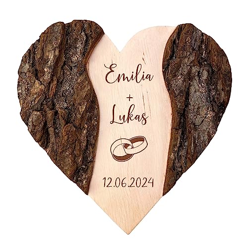 Holzherz mit Gravur, Hochzeitsgeschenk mit Ringe Motiv, Personalisierte Hochzeitstag Deko, Geschenke zur Hochzeit, Holz Herz mit Rinde, Hochzeitsherz, Ringkissen aus Holz, Geschenk zum Hochzeitstag Holzherz mit Gravur, Hochzeitsgeschenk mit Ringe Motiv, Personalisierte Hochzeitstag Deko, Geschenke zur Hochzeit, Holz Herz mit Rinde, Hochzeitsherz, Ringkissen aus Holz, Geschenk zum Hochzeitstag von Casa Vivente