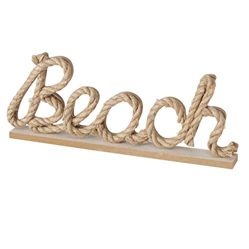 Deko Schriftzug Beach mit Kordel auf Holzsockel, Moderne Dekoration, Aufsteller 3D Breite 40cm Höhe 15cm Deko Schriftzug Beach mit Kordel auf Holzsockel, Moderne Dekoration, Aufsteller 3D Breite 40cm Höhe 15cm von CasaJame