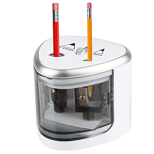 Casavello Elektrischer Bleistiftspitzer für Kinder, mit Doppellöchern, für alle Bleistifte, Buntstifte, Wachsmalstifte und Eyeliner in der Größe, Weiß Casavello Elektrischer Bleistiftspitzer für Kinder, mit Doppellöchern, für alle Bleistifte, Buntstifte, Wachsmalstifte und Eyeliner in der Größe, Weiß von Casavello
