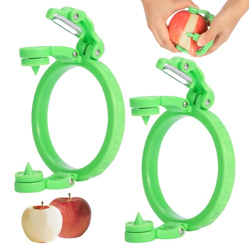 Casbomy Manuell Apfelschäler, Innovativ Obstschäler Schälmesser, Manuelle Drehung Ausklappbar Schälmesser für Küche, Anwendbar für Früchte und Kartoffeln Schneiden(2 Stück) von Casbomy