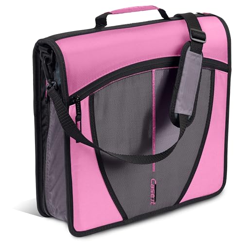 CASE IT Mighty D-146-Ordner mit Reißverschluss, 7,6 cm O-Ring mit 5-farbigen Reitern, Fächermappe und Schultergurt und Griff, Hellrosa CASE IT Mighty D-146-Ordner mit Reißverschluss, 7,6 cm O-Ring mit 5-farbigen Reitern, Fächermappe und Schultergurt und Griff, Hellrosa von Case it