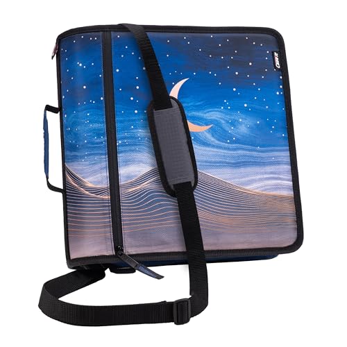 Case-it Mighty D-146 Mighty Reißverschluss-Ordner mit Reißverschluss, 7,6 cm O-Ring mit 5-farbigen Reitern, erweiterbarer Aktenordner und Schultergurt und Griff, D-146 - Desert Night von Case-it
