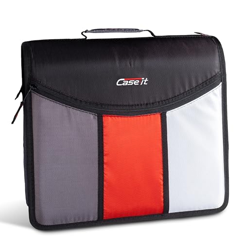 Case-it Mighty Schulmappe mit Reißverschluss, 7,5-cm-Ringe, 600 Blatt Kapazität, Fächermappe mit Fächern, mehrere Taschen, Aufbewahrungs-Organizer, Schultergurt, D-146-N Tiefschwarz Case-it Mighty Schulmappe mit Reißverschluss, 7,5-cm-Ringe, 600 Blatt Kapazität, Fächermappe mit Fächern, mehrere Taschen, Aufbewahrungs-Organizer, Schultergurt, D-146-N Tiefschwarz von Case it