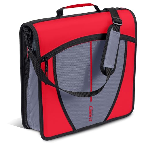 Case-it Mighty D-146 D-146 Aktenordner mit Reißverschluss, 7,6 cm O-Ringe, 600 Blatt Kapazität, 5 Fächer, Fächer, mehrere Taschen und Aufbewahrungs-Organizer, Schultergurt, Rot Case-it Mighty D-146 D-146 Aktenordner mit Reißverschluss, 7,6 cm O-Ringe, 600 Blatt Kapazität, 5 Fächer, Fächer, mehrere Taschen und Aufbewahrungs-Organizer, Schultergurt, Rot von Case it