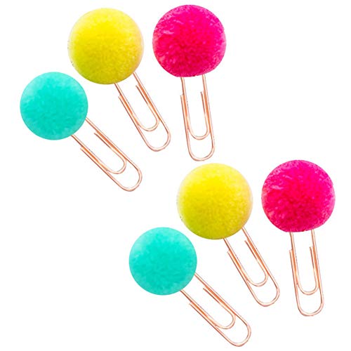 Büroklammern Pompoms Metallplaner Paper Clips Lesezeichen Für Fotos Bücher Notebook Karten Poster Dekor Einklebebuchversorgungen 6pcs (zufällige Farbe) von okoium