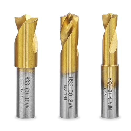 Casenly 3 Stück Schweisspunkt bohrer, CNC Fräser Bohrer Punktschweißbohrer-Set HSS Zylinderschaft Schaftfräse Spirale CNC Rotary Burrs Set zum Trennen von punktgeschweißten Platten, 6,5/8/10 mm Casenly 3 Stück Schweisspunkt bohrer, CNC Fräser Bohrer Punktschweißbohrer-Set HSS Zylinderschaft Schaftfräse Spirale CNC Rotary Burrs Set zum Trennen von punktgeschweißten Platten, 6,5/8/10 mm von Casenly