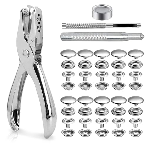 Casenly Druckknopf Set, 200 Stück Fixierwerkzeug Kit Druckknöpfe Ohne Nähen Kleidung Snaps Taste Edelstahl mit 3 Einstellungswerkzeuge Canvas Snap Button für Leder Jacken Jeans Handtaschen Casenly Druckknopf Set, 200 Stück Fixierwerkzeug Kit Druckknöpfe Ohne Nähen Kleidung Snaps Taste Edelstahl mit 3 Einstellungswerkzeuge Canvas Snap Button für Leder Jacken Jeans Handtaschen von Casenly