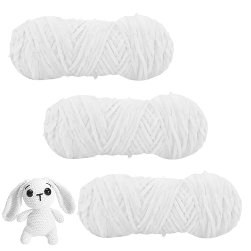 Casenly Chenille Wolle, 3×100g Chenille Samtig Babywolle, Softy Velvety Baby Wool, Kuschelweich Chenillegarn, Weiß Bulky Crochet Yarn, Kuschelweich Plüschwolle zum Stricken Häkeln Casenly Chenille Wolle, 3×100g Chenille Samtig Babywolle, Softy Velvety Baby Wool, Kuschelweich Chenillegarn, Weiß Bulky Crochet Yarn, Kuschelweich Plüschwolle zum Stricken Häkeln von Casenly