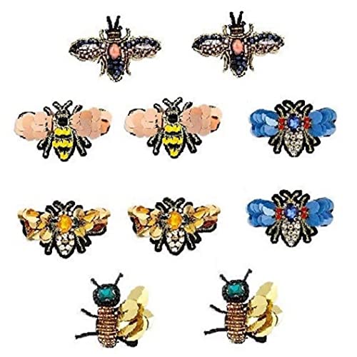 10 Stück Bienen Perlen Patches Handgemachte Kleidung Stickerei Kristallapplikationen Nähen Auf Patch Bekleidung Nähstoff von Casiler