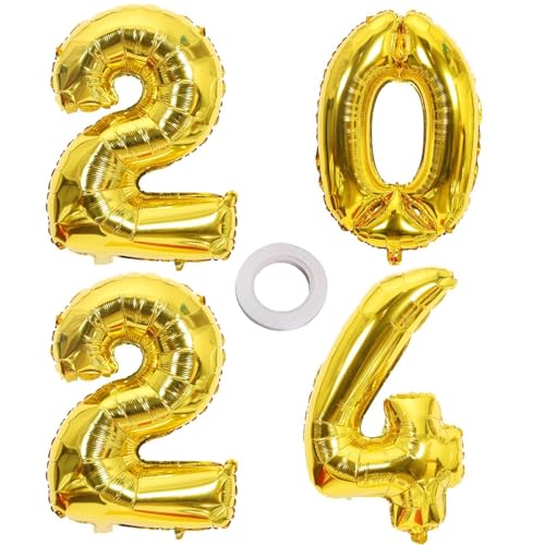 32 -Zoll -Goldfolien -Nummernballons 2024 Zahlenballons für Silvester Festival -Partyzubehör Abschlussdekorationen von Casiler