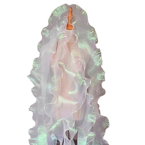 Casiler 1 Yard Meerjungfrau Falten Spitze Stoff Magie Farblaser -verlauf Für Hochzeitswellen Gestreifte Dekoration Tuch von Casiler