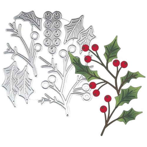 Casiler Metallstanzformen Stechpalmenblättern, Weihnachtskarten-stanzformen Für Papierbasteln, Grußkarten, Scrapbooking, Dekoration von Casiler