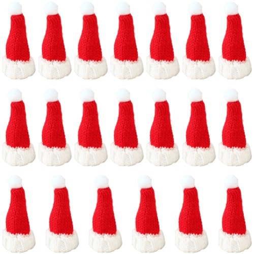 Casiler Mini-weihnachtsmützen Zum Stricken, 20 Stück, Kleine Wollgarn-puppenmützen Für Weinflaschen, Schneemann, Weihnachtsbaum-Dekoration Casiler Mini-weihnachtsmützen Zum Stricken, 20 Stück, Kleine Wollgarn-puppenmützen Für Weinflaschen, Schneemann, Weihnachtsbaum-Dekoration von Casiler