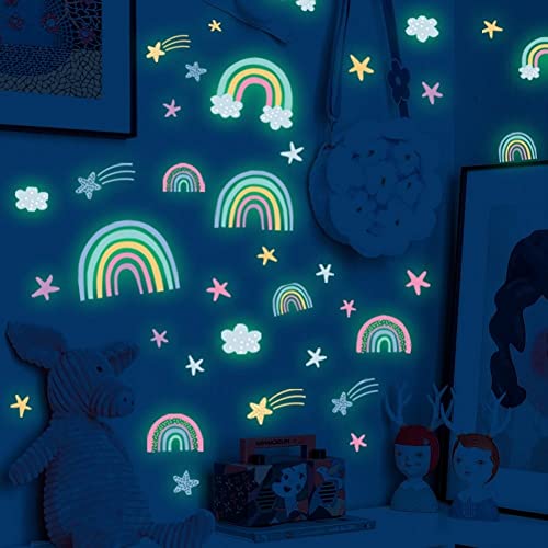 Star Rainbow Cloud -aufkleber Leuchten in Der Dunklen Wand Deckenabziehbilder Für Kinder Schlafzimmer Kinderzimmer von Casiler
