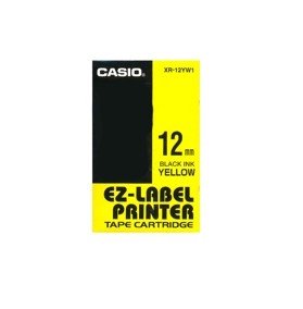 Beschriftungsband XR12YW für Casio, Schwarz auf Gelb, 12 mm, Schriftband XR-12YW, 12mm breit von Casio