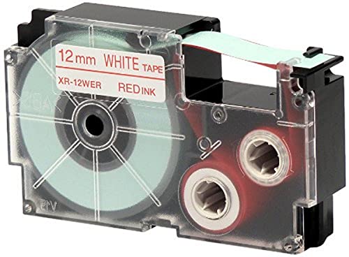 CASIO EZ-Label Printer XR-12WER1 Schriftband selbsthaftend 12 mm x 8,0 m rot auf weiß von CASIO