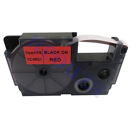 CASIO EZ-Label Printer XR-9RD1 Schriftband selbsthaftend 9 mm x 8,0 m schwarz auf rot von CASIO