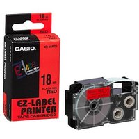 CASIO Schriftband XR-18RD XR-18RD1, 18 mm schwarz auf rot von Casio