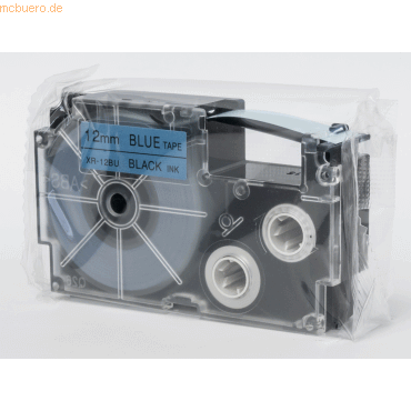 Casio Schriftbandkassette XR-12 BU 12mm schwarz auf blau von Casio