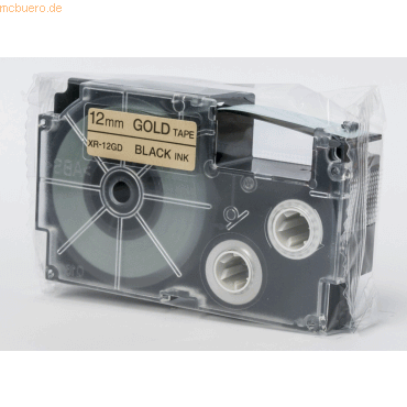 Casio Schriftbandkassette XR-12 GD 12mm schwarz auf gold von Casio