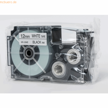 Casio Schriftbandkassette XR-12 WE 12mm schwarz auf weiß von Casio