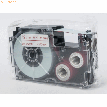 Casio Schriftbandkassette XR-12 WER 12mm rot auf weiß von Casio