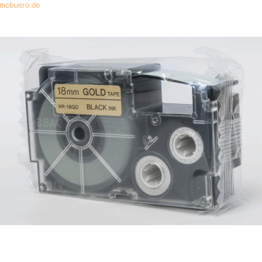 Casio Schriftbandkassette XR-18 GD 18mm schwarz auf gold von Casio