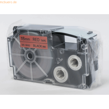 Casio Schriftbandkassette XR-18 RD 18mm schwarz auf rot von Casio