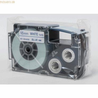 Casio Schriftbandkassette XR-18 WEB 18mm blau auf weiß von Casio