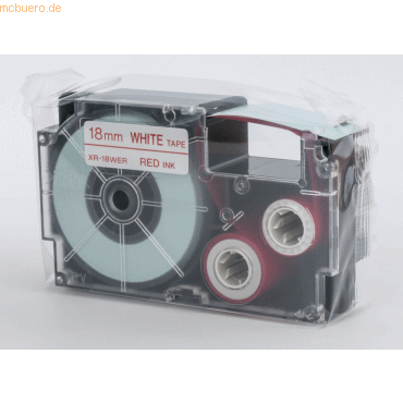 Casio Schriftbandkassette XR-18 WER 18mm rot auf weiß von Casio