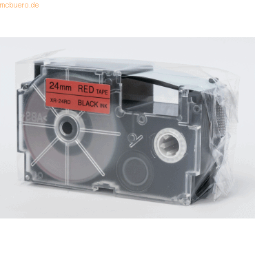 Casio Schriftbandkassette XR-24 RD 24mm schwarz auf rot von Casio